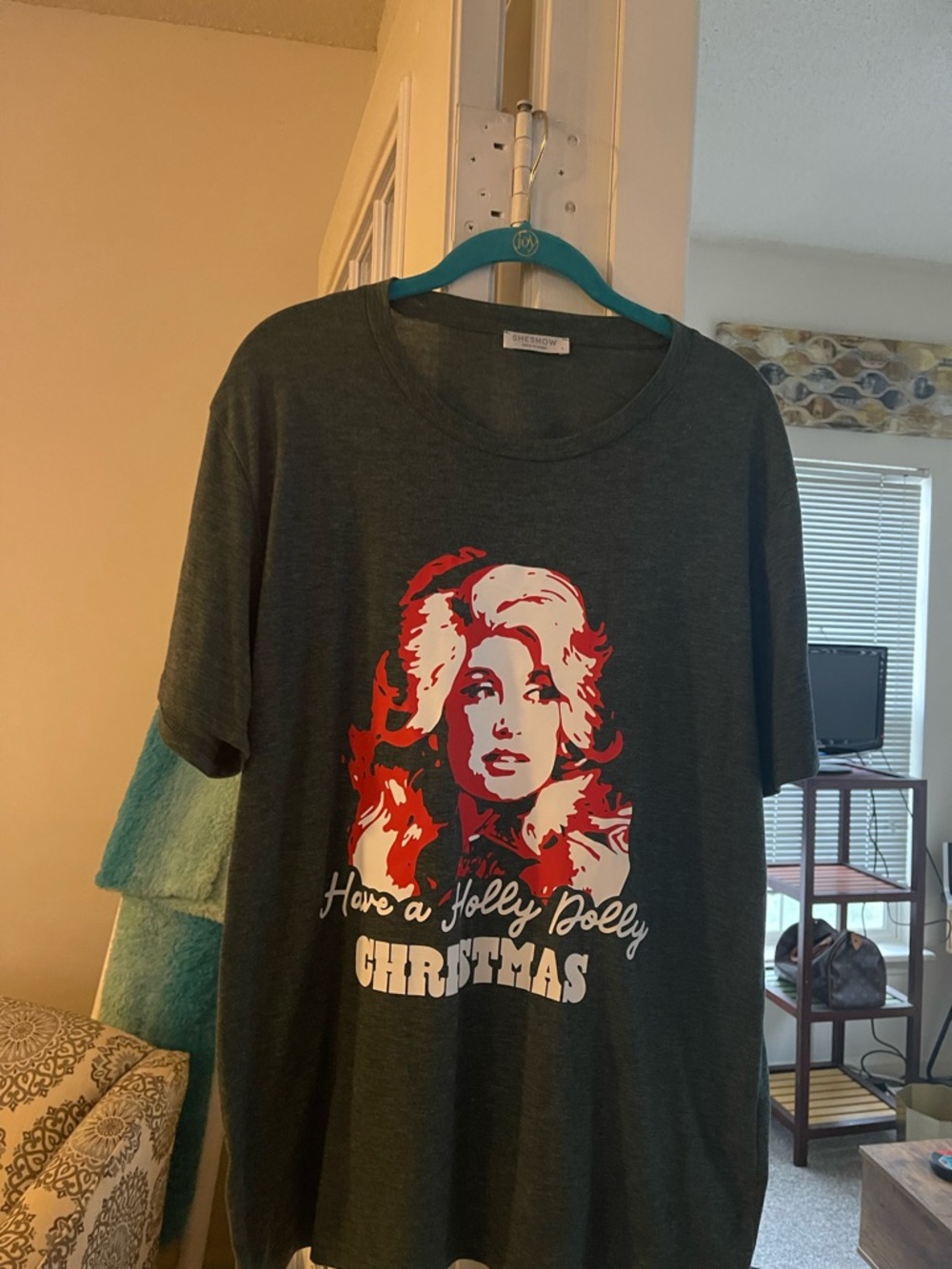Have a Holly Dolly Christmas Graphic Tee - Dark Green